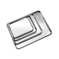 Custom logo buffet restaurant multiple sizes stainless steel rectangle bread food serving tray