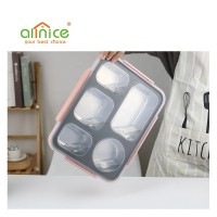 High Quality Stainless Steel Rectangular Leak-Proof Lunch Food Tray Plate With 5 Compartment For Meal