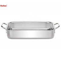 Triple stainless steel Rectangular Roaster Serving Pan with Rack