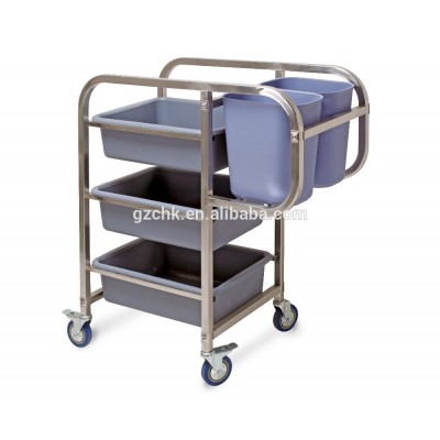 Hot selling Stainless steel soiled dish collecting cart for canteen use